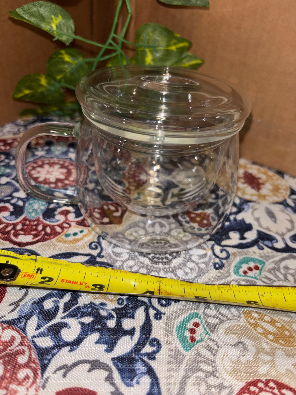 Clear glass tea cup