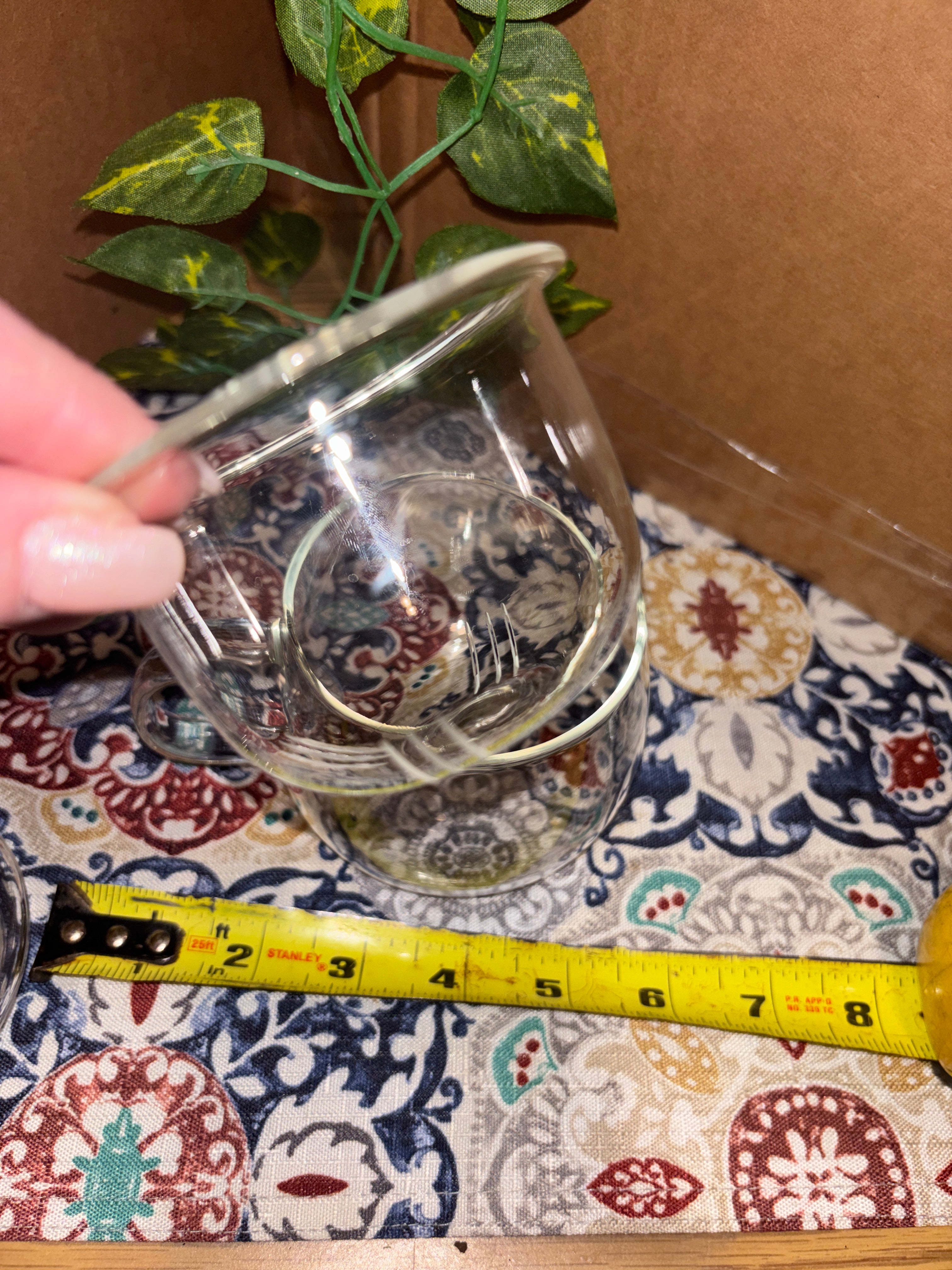 Clear glass tea cup